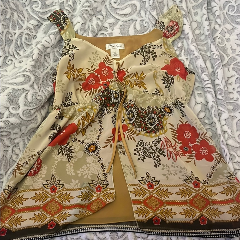 Mystic Floral Print Beige Top